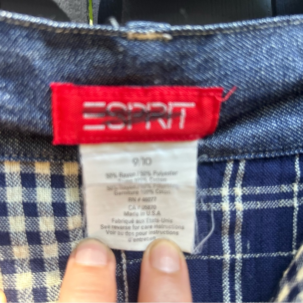 Rare Vintage 90s Esprit Patchwork Denim & Gingham Schoolgirl Min Skirt XS - Picture 7 of 7